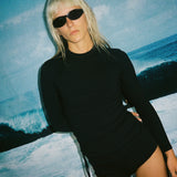 Ruched Rashguard - Black Rib