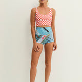 Punchy Surf Bikini Top - Chilli Checkers