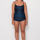 Tankini Surf Top - Navy & Green Checkers