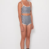 Cropped Tankini Surf Top - B+W Checkers