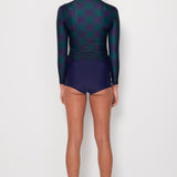 Ruched Rashguard - Navy & Green Checkers